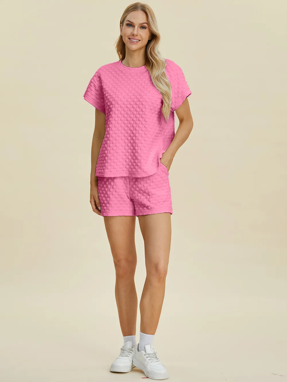 Full Size Texture T-Shirt and Shorts Set, image 12