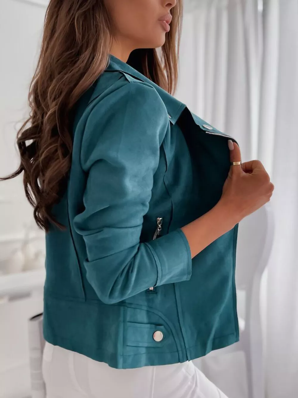 Asymmetrical Zip Long Sleeve Jacket, image 12