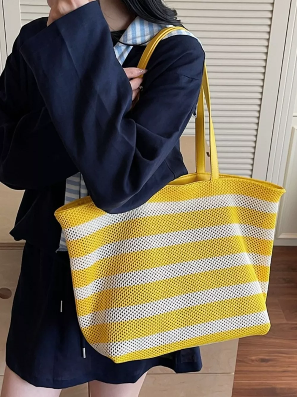 Striped Mesh Shoulder Bag, image 6