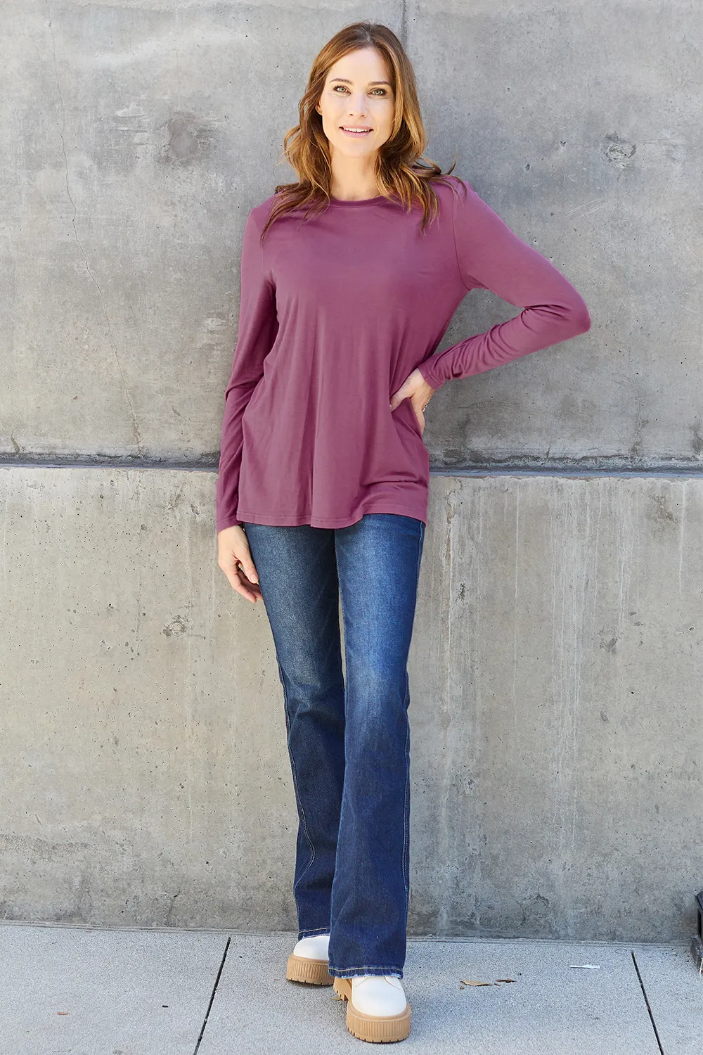 Full Size Round Neck Long Sleeve Top, image 13
