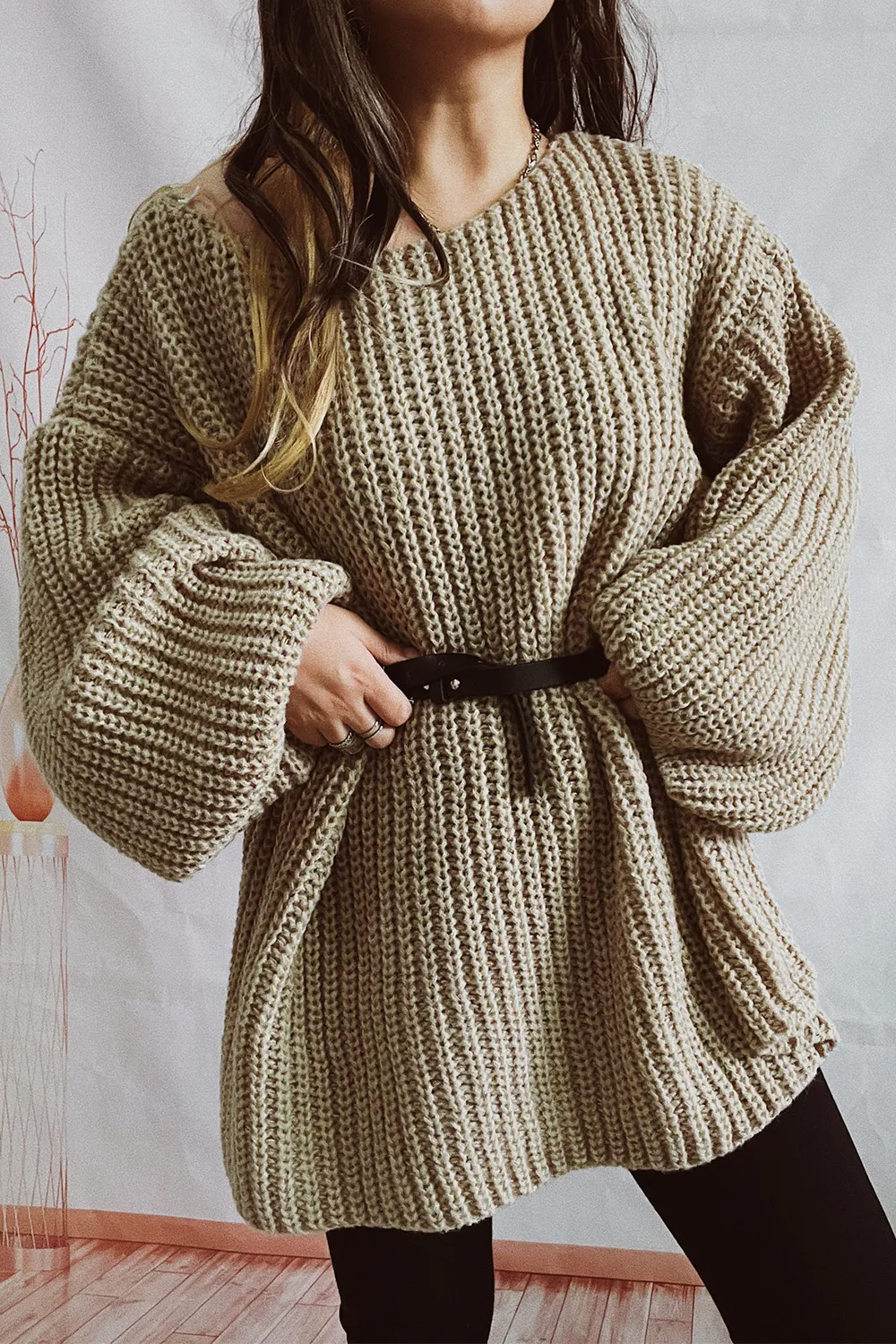 Boat Neck Dropped Shoulder Mini Sweater Dress, image 12