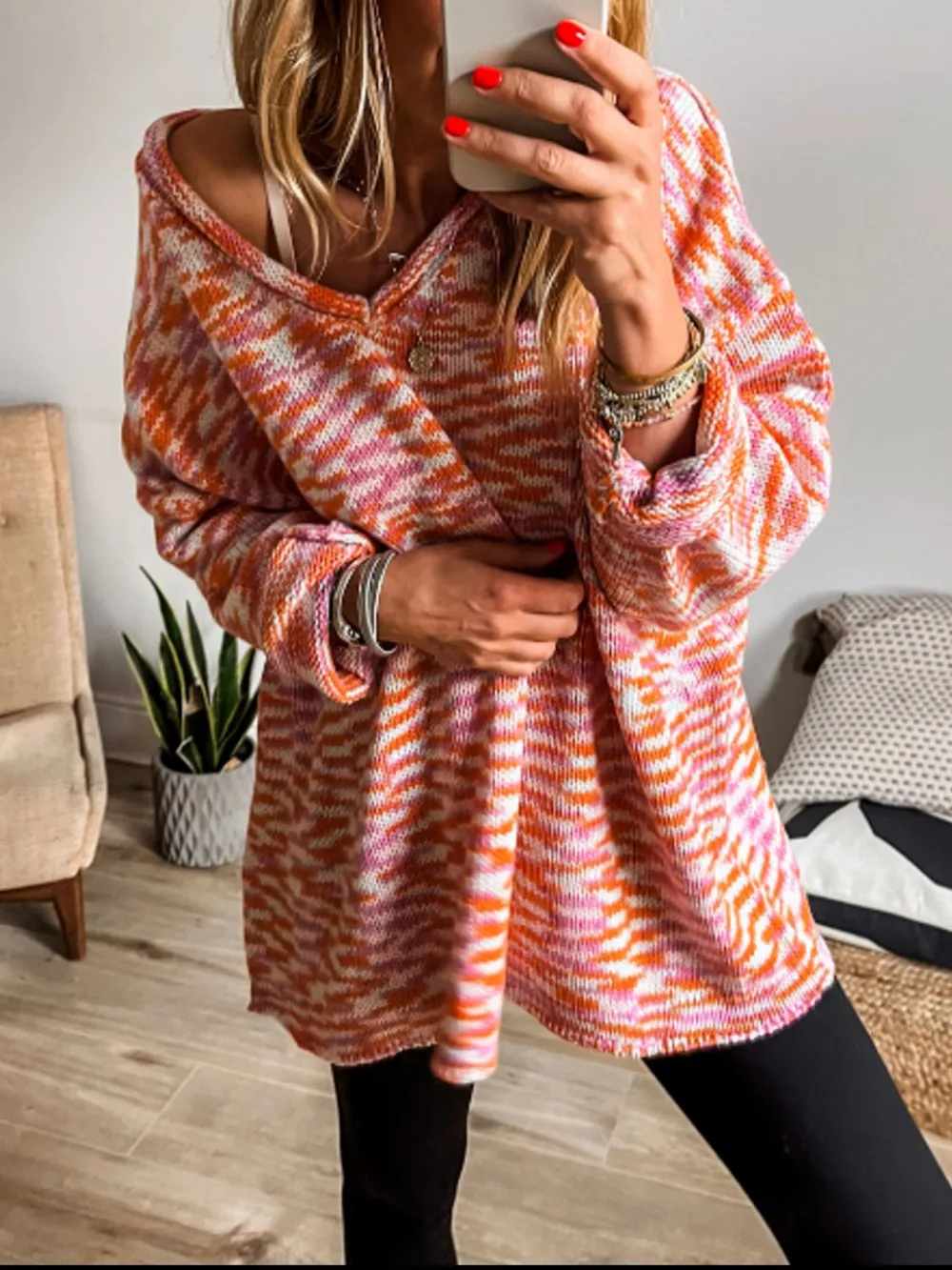 Multi-Color V-Neck Sweater, image 3
