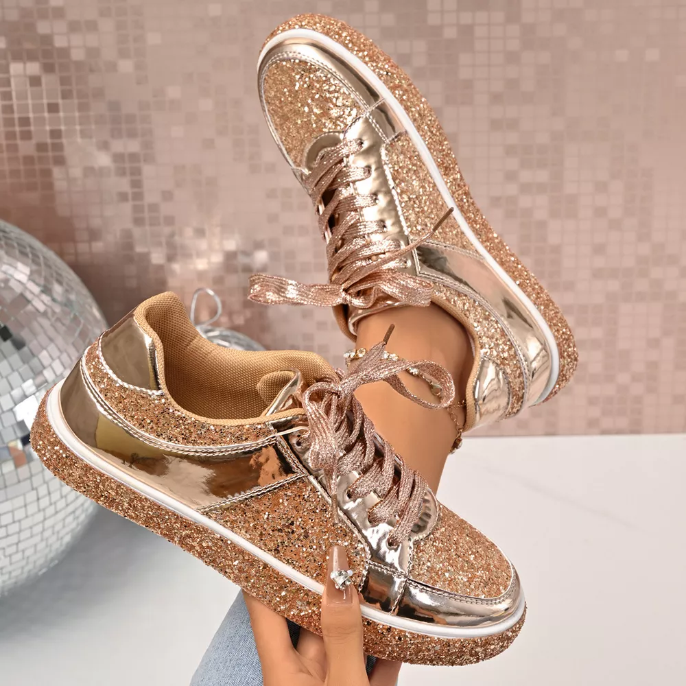 Sequin Lace Up Sneakers, image 7
