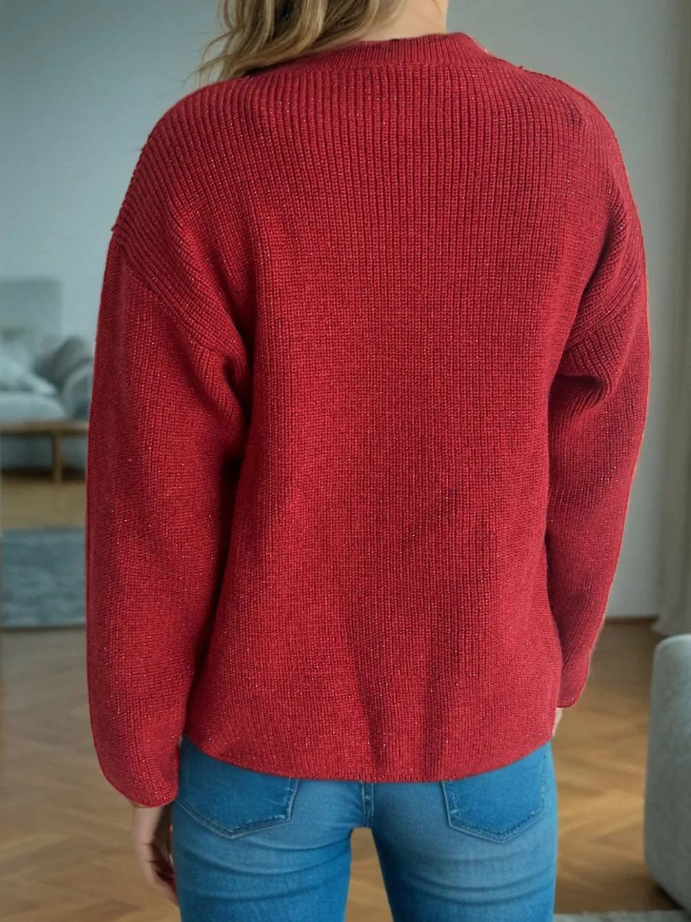 Solid Color Round Neck Long Sleeve Sweater, image 9