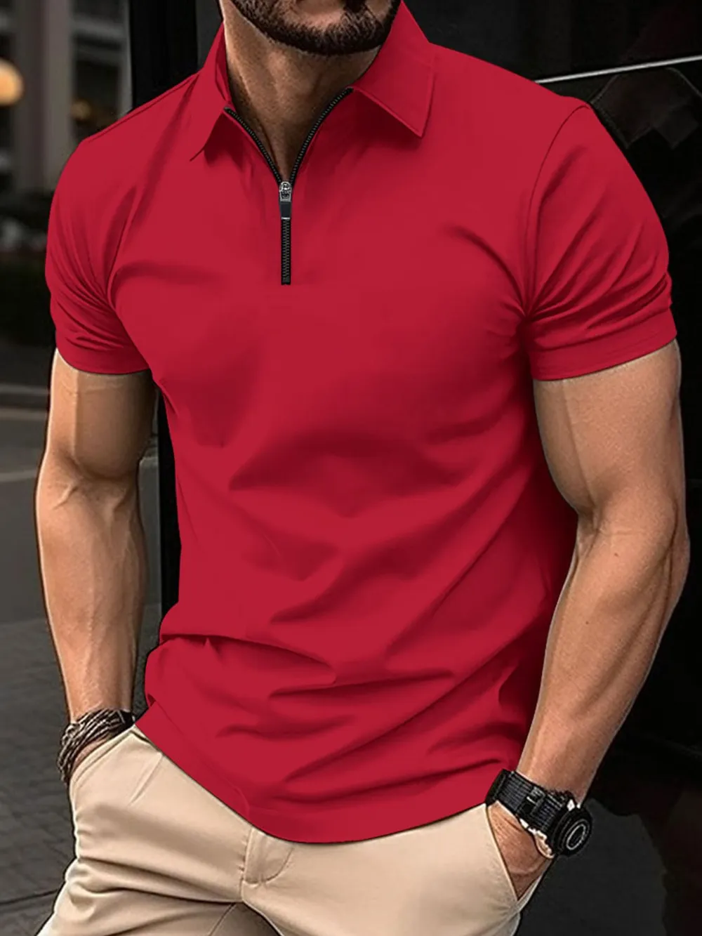 Men's Full Size Collared Neck Short Sleeve Polo Plus Size, image 7