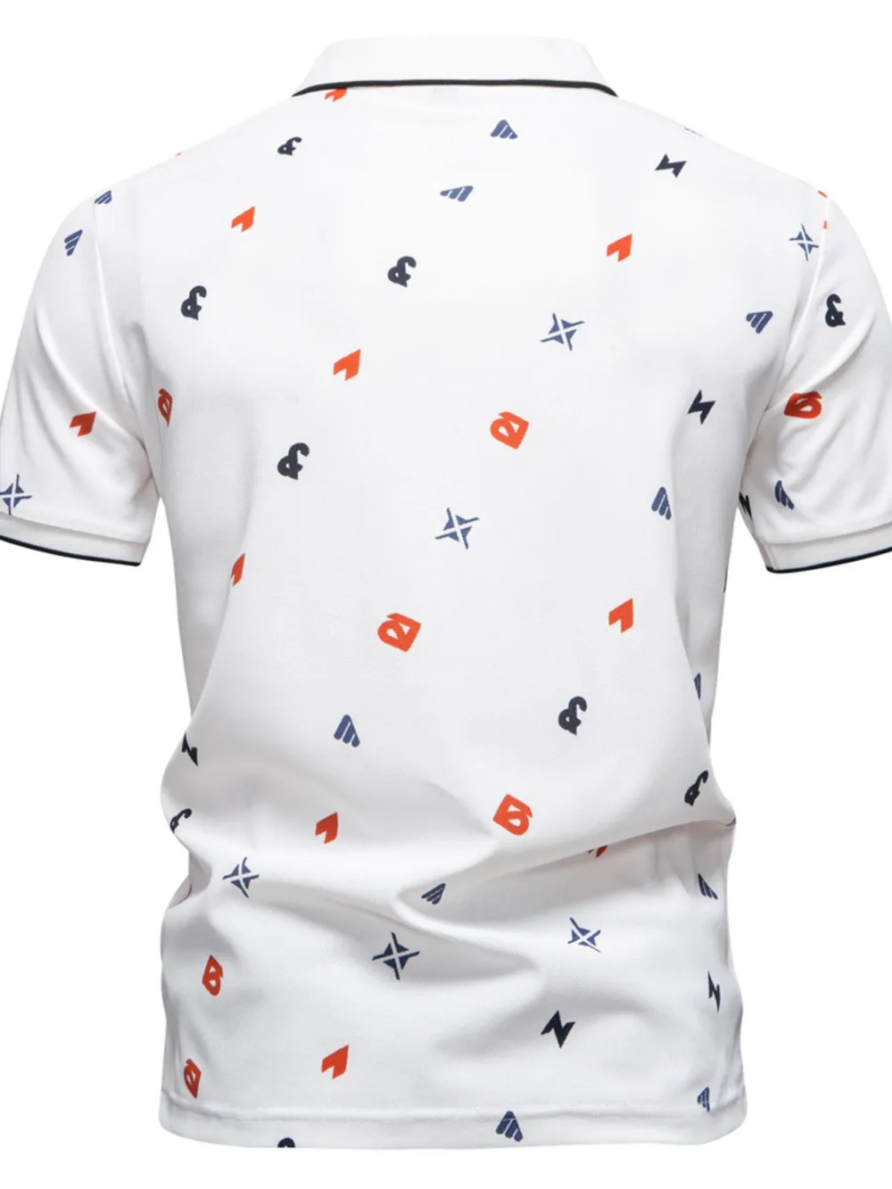 Men's Geometric Print Short Sleeve Polo Shirt, image 3