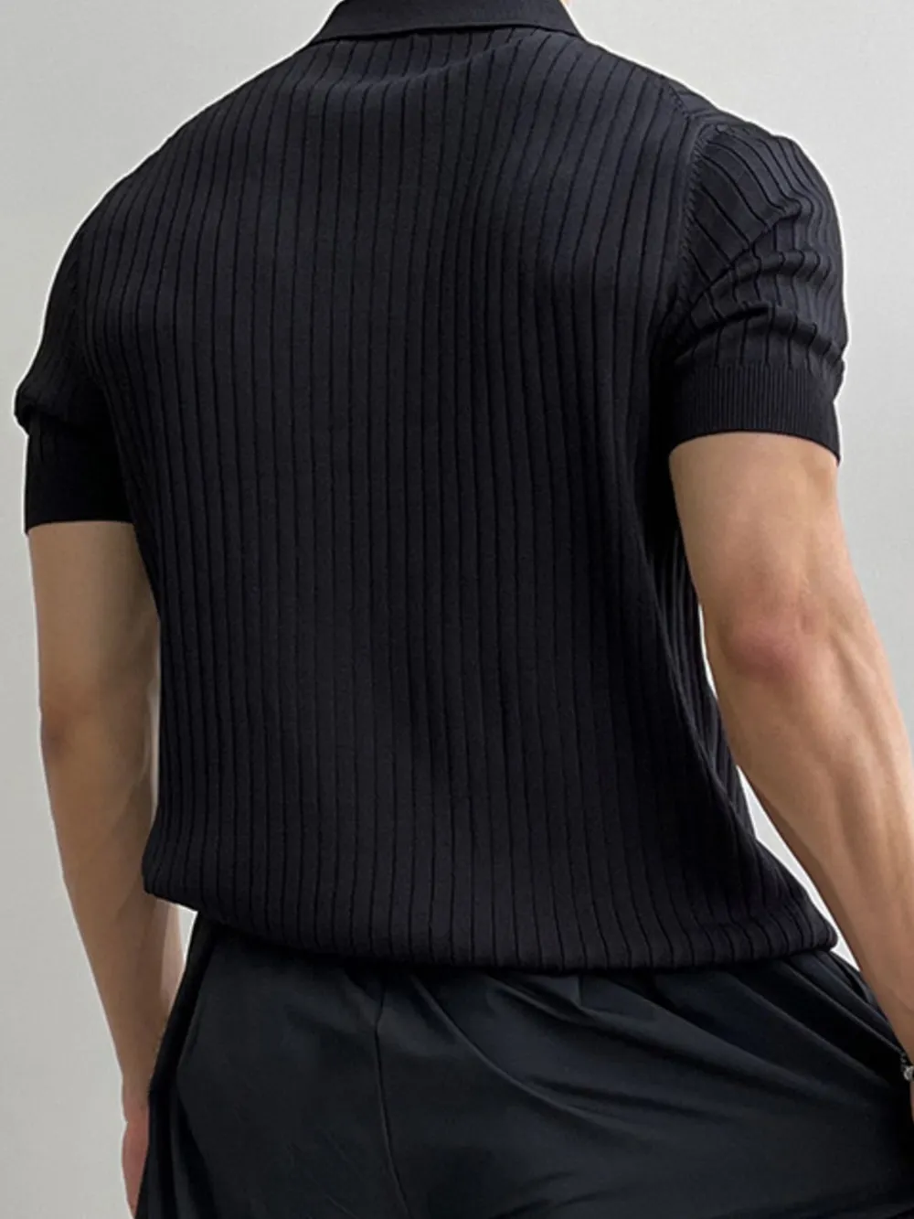 Men's Full Size Ribbed Knit Short Sleeve Polo Plus Size, image 2