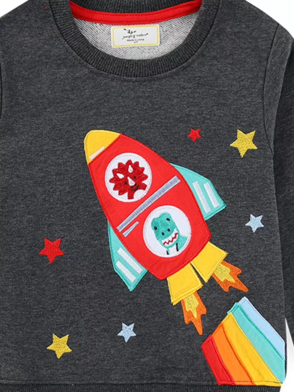 Children's Rocket Applique Crew Neck Sweatshirt, image 2