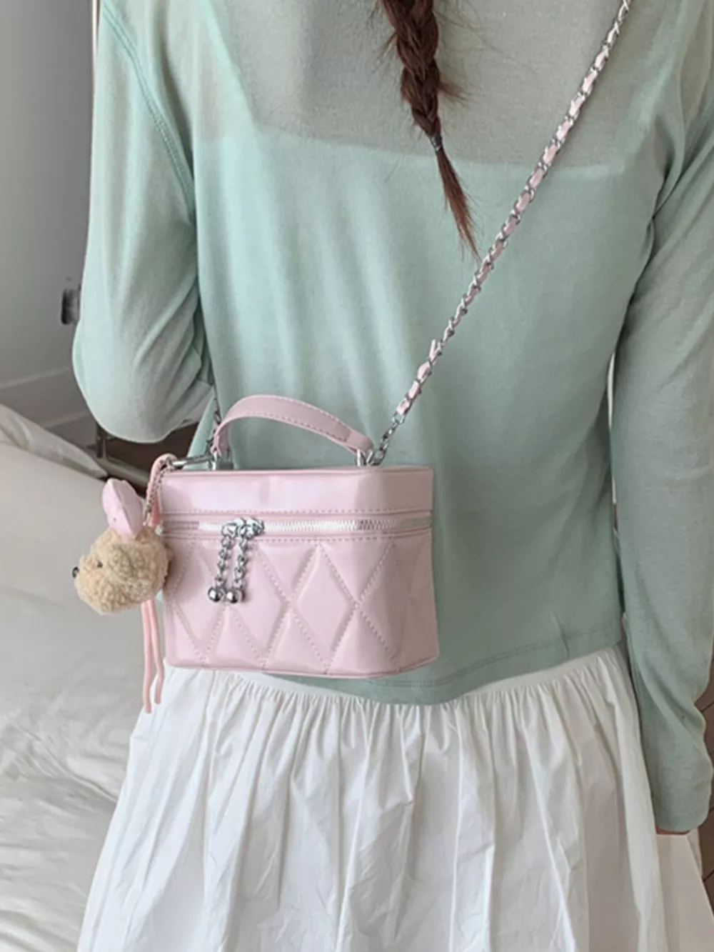 Quilted Chain Strap Crossbody Bag, image 7
