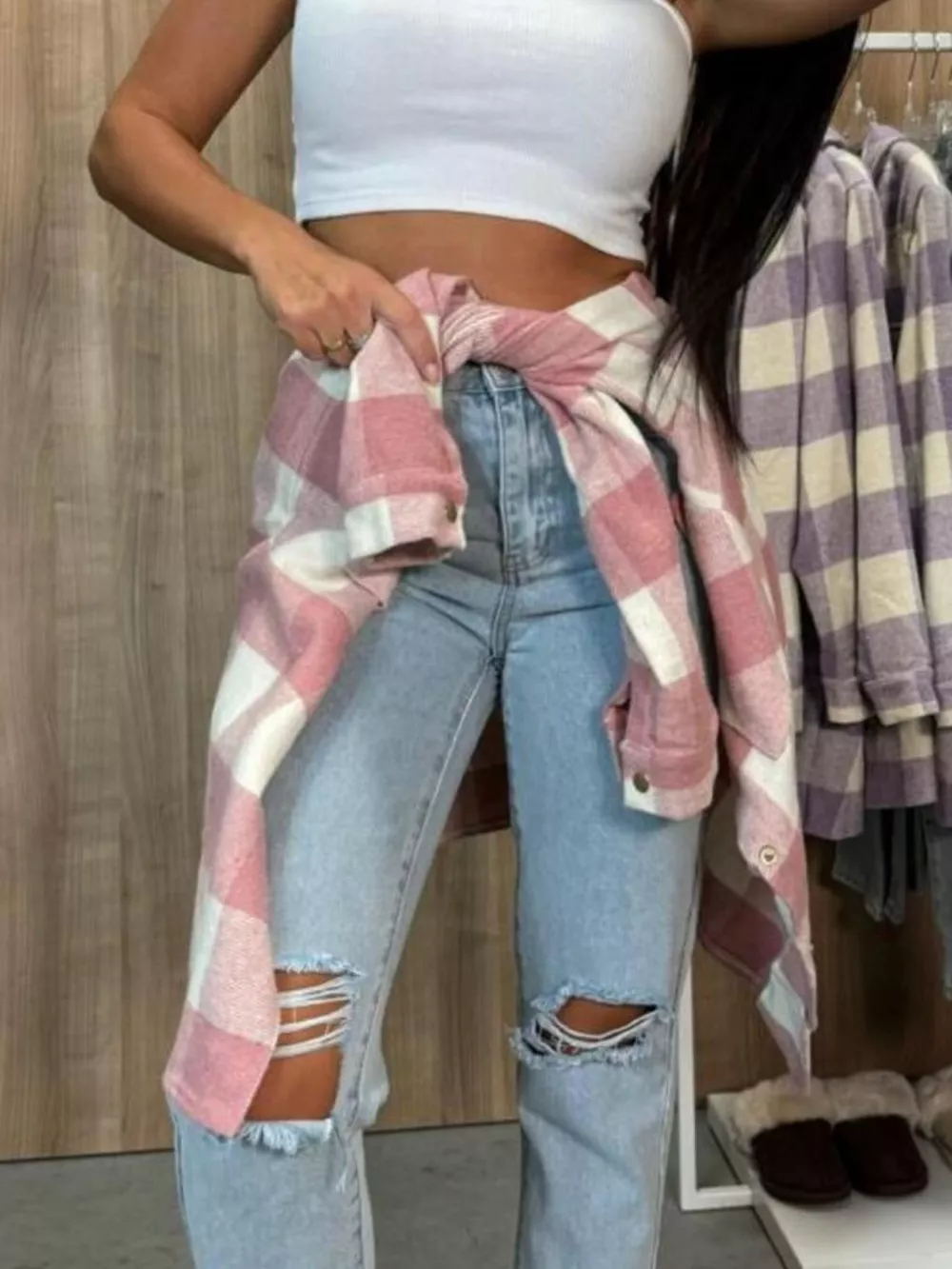 Plaid Button-Down Long Sleeve Shacket, image 6