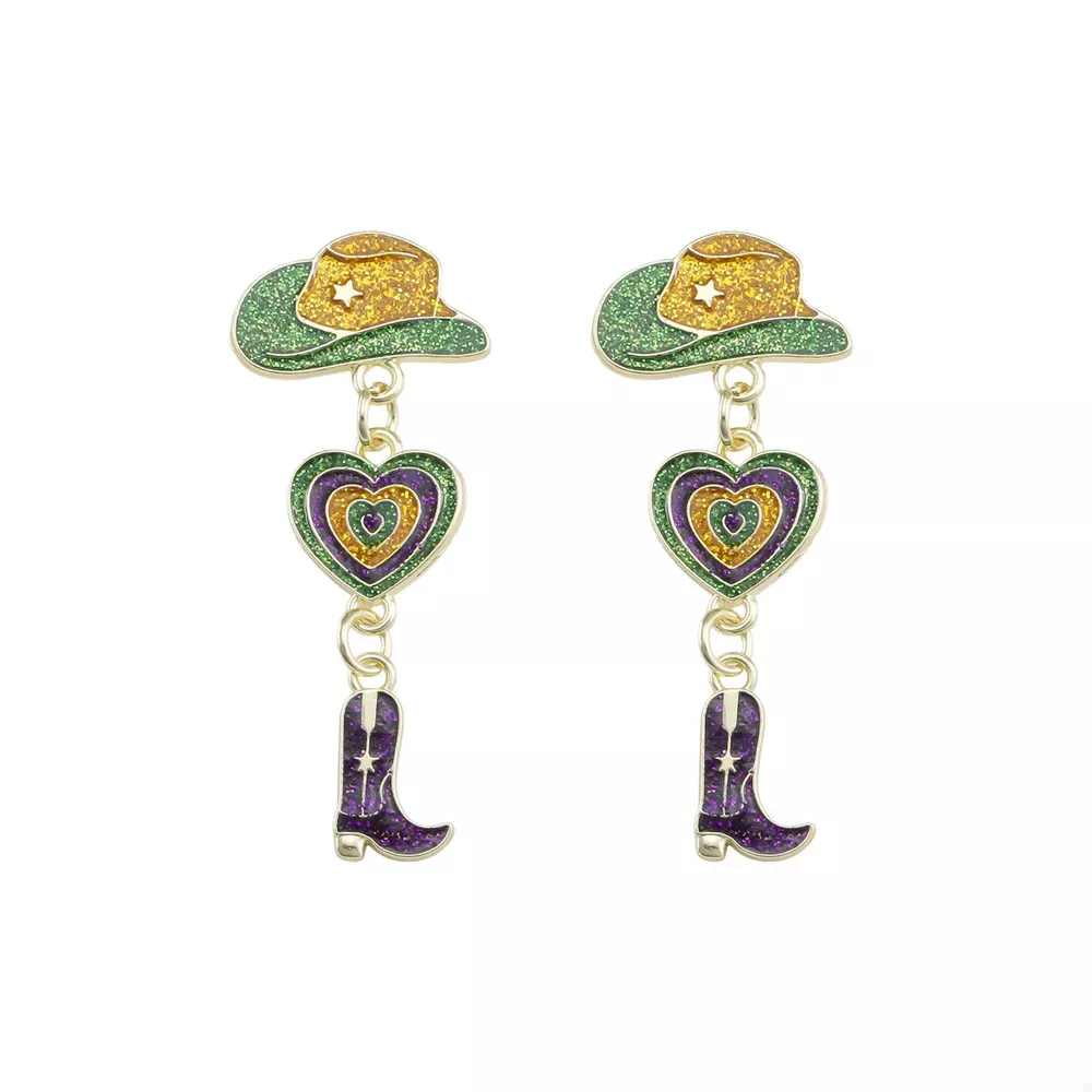 Cowboy Hat Boot Dangle Earrings