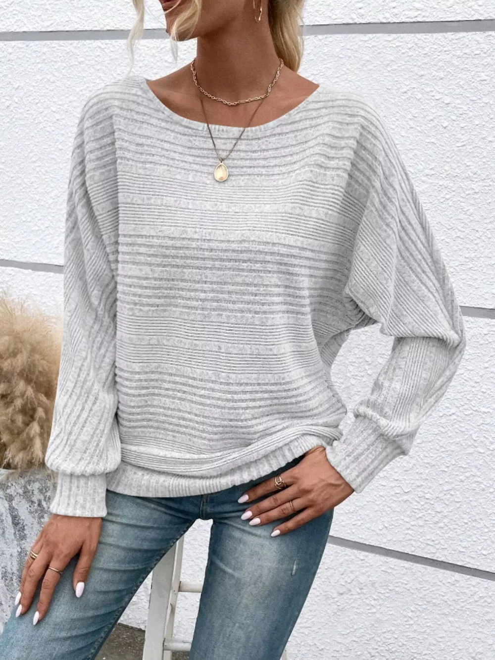 Relaxed Fit Ribbed Knit T-Shirt, image 14