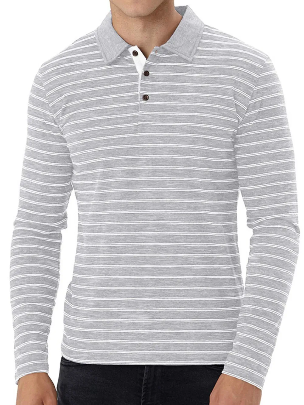 Men's Striped Long Sleeve Polo Shirt, image 5