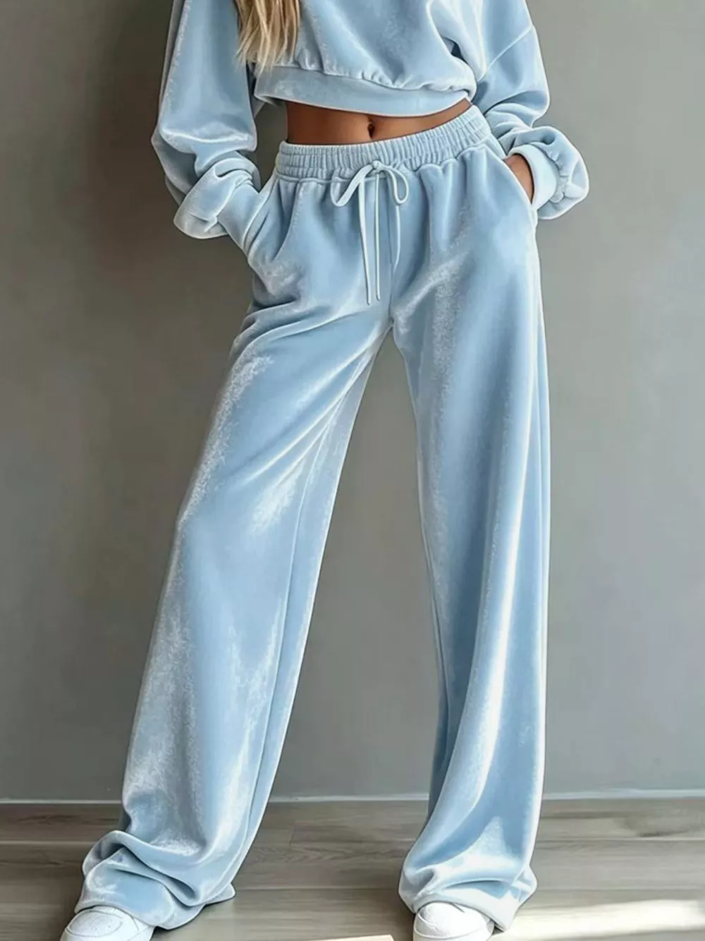 Full Size Cropped Sweatshirt and Wide-Leg Pants Set Plus Size, image 16