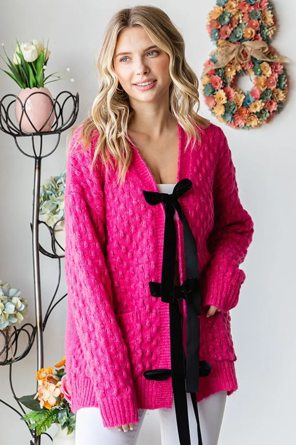 Tie Closure Open Knit Cardigan, image 5