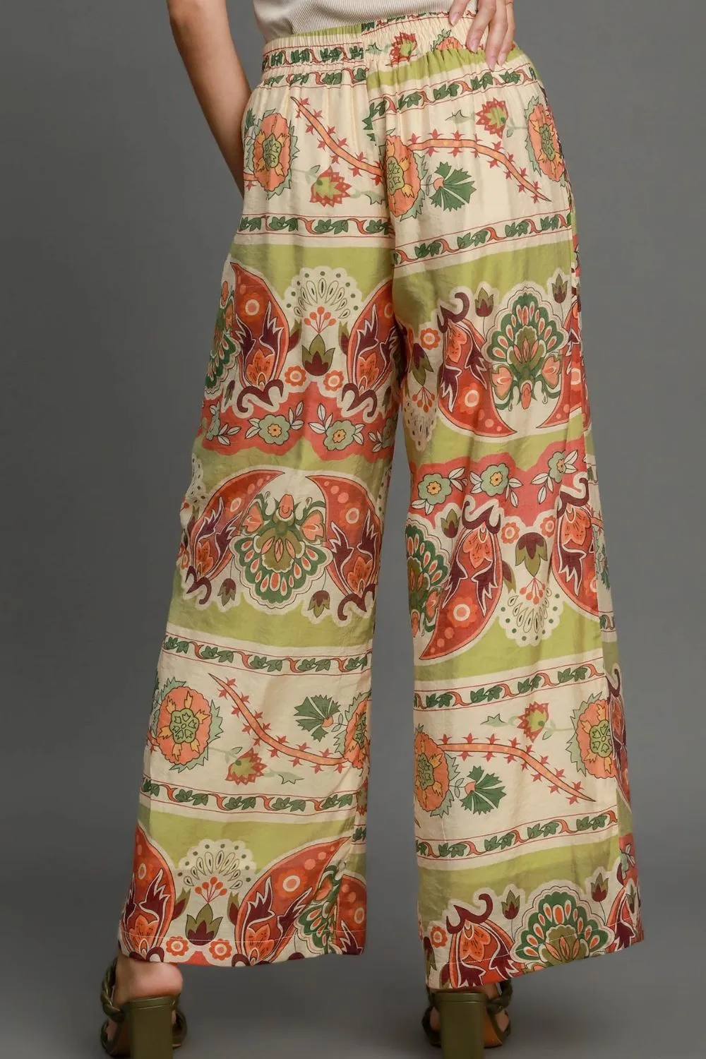 Full Size Wide Leg Border Print Pants Plus Size, image 2