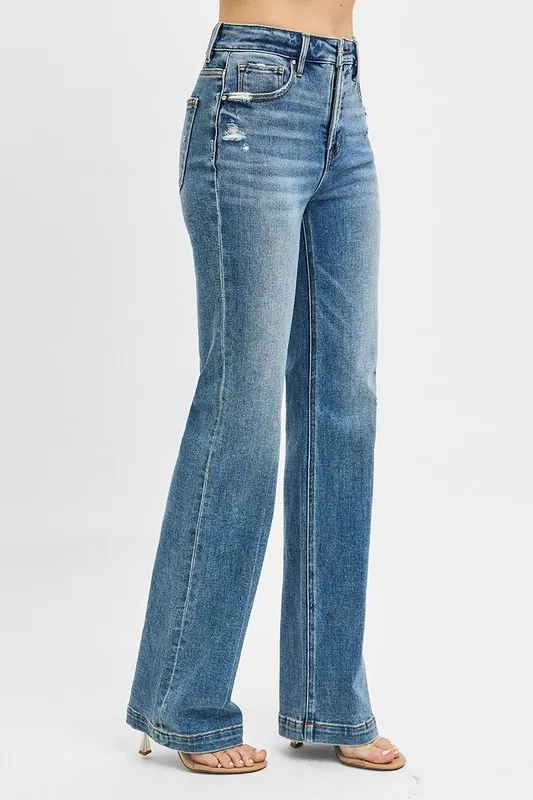 Full Size Distressed Detail Bootcut Jeans Plus Size, image 3