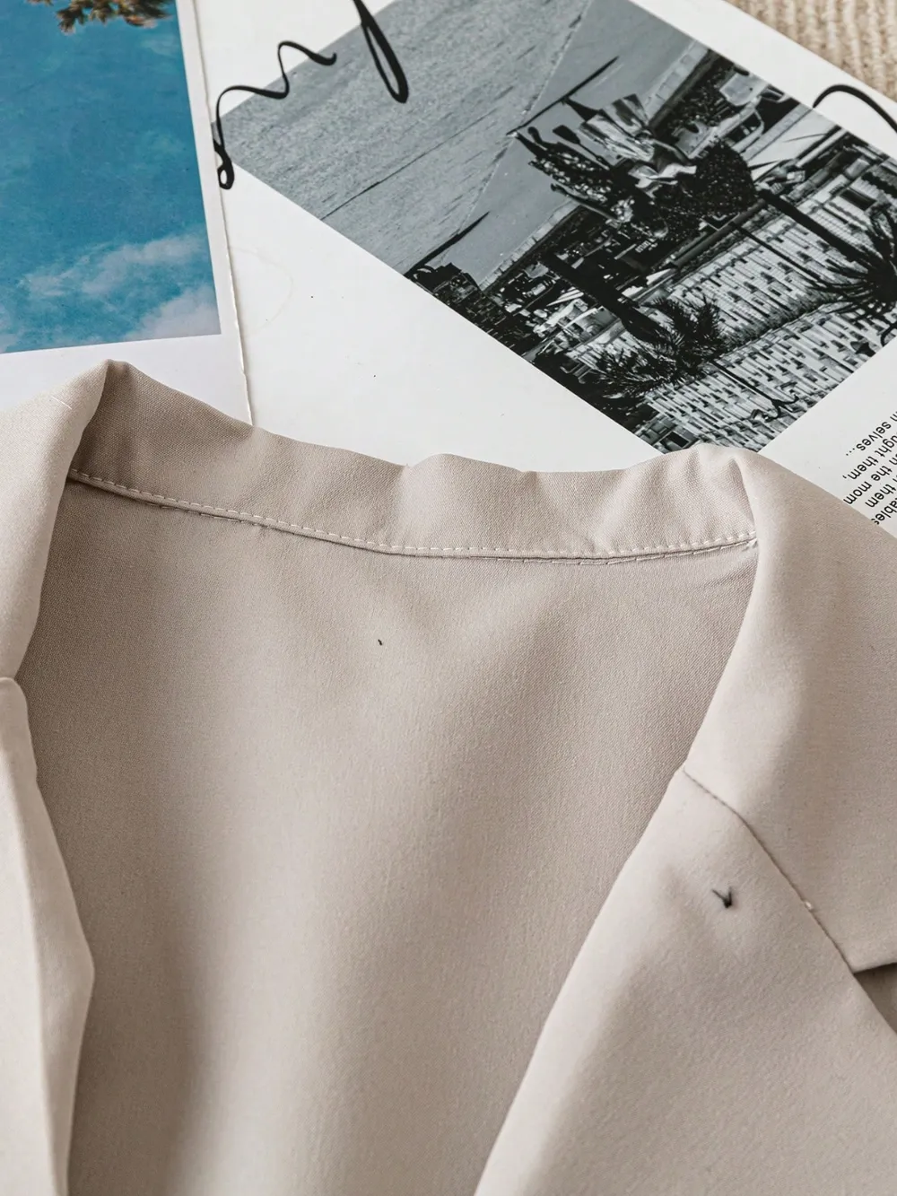 Short Sleeve Lapel Collar Solid Blazer, image 3