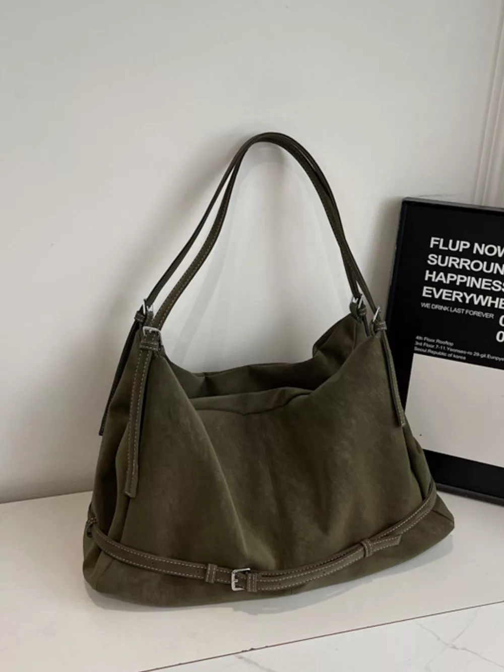 Adjustable Strap Suede Handbag, image 6