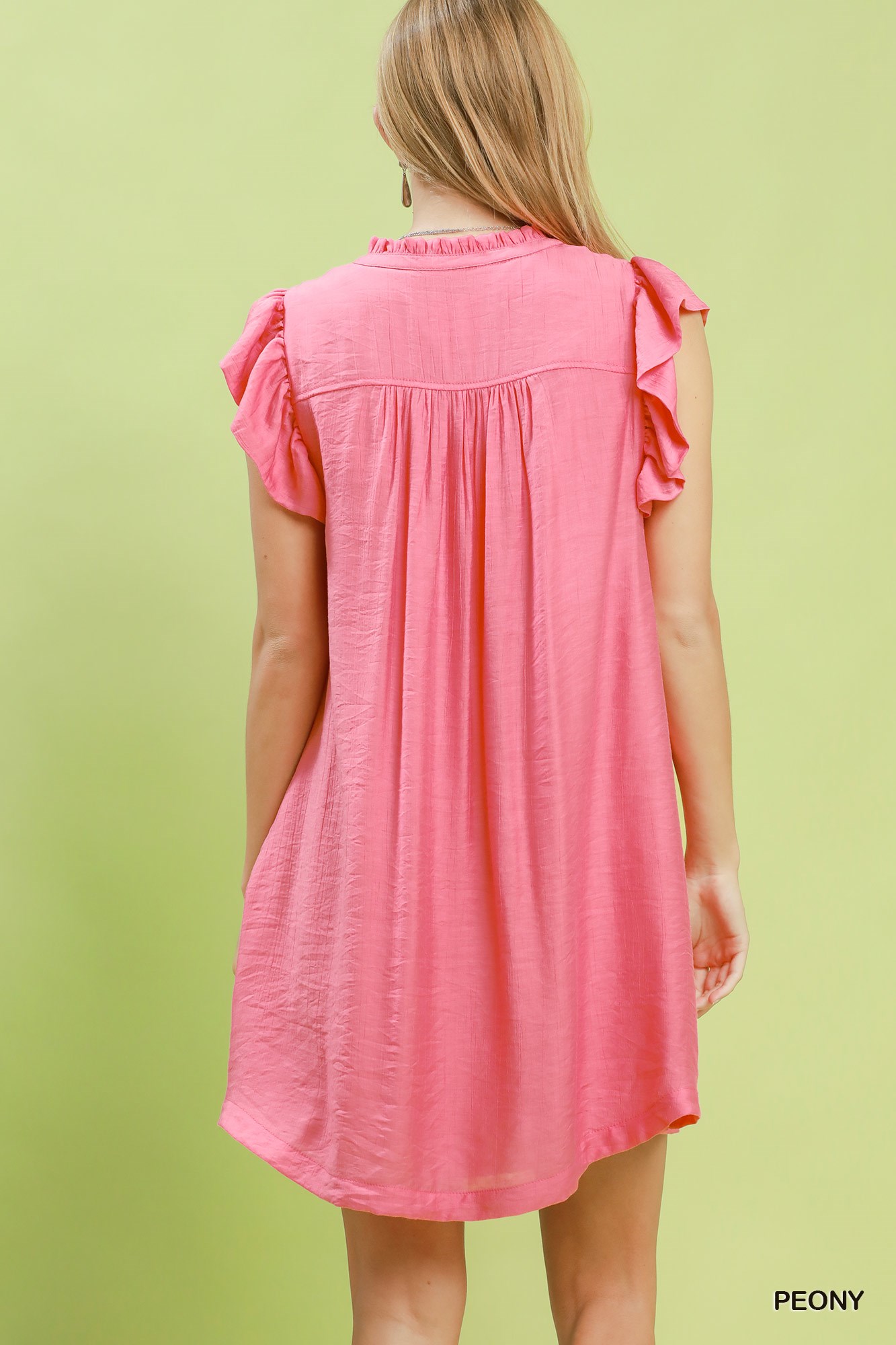 Ruffle Sleeve Henley Shift Dress, image 3