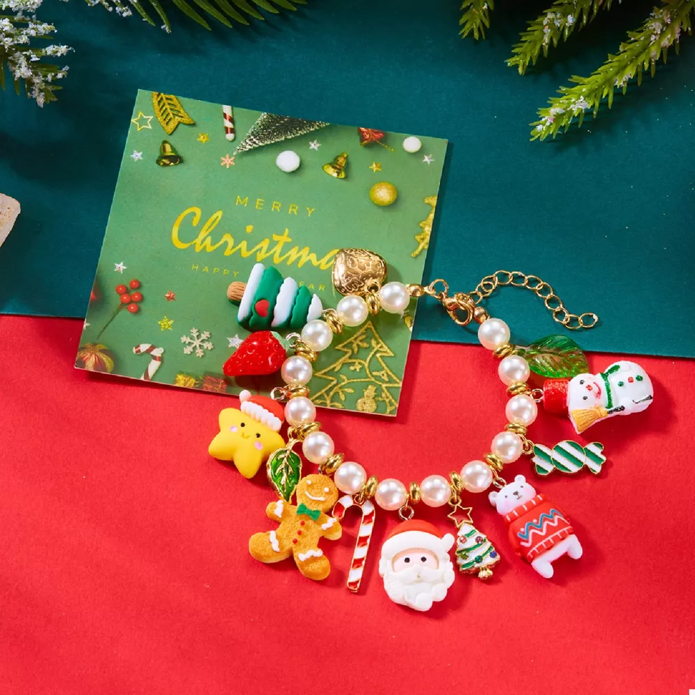 Christmas Charm Pearl Bracelet