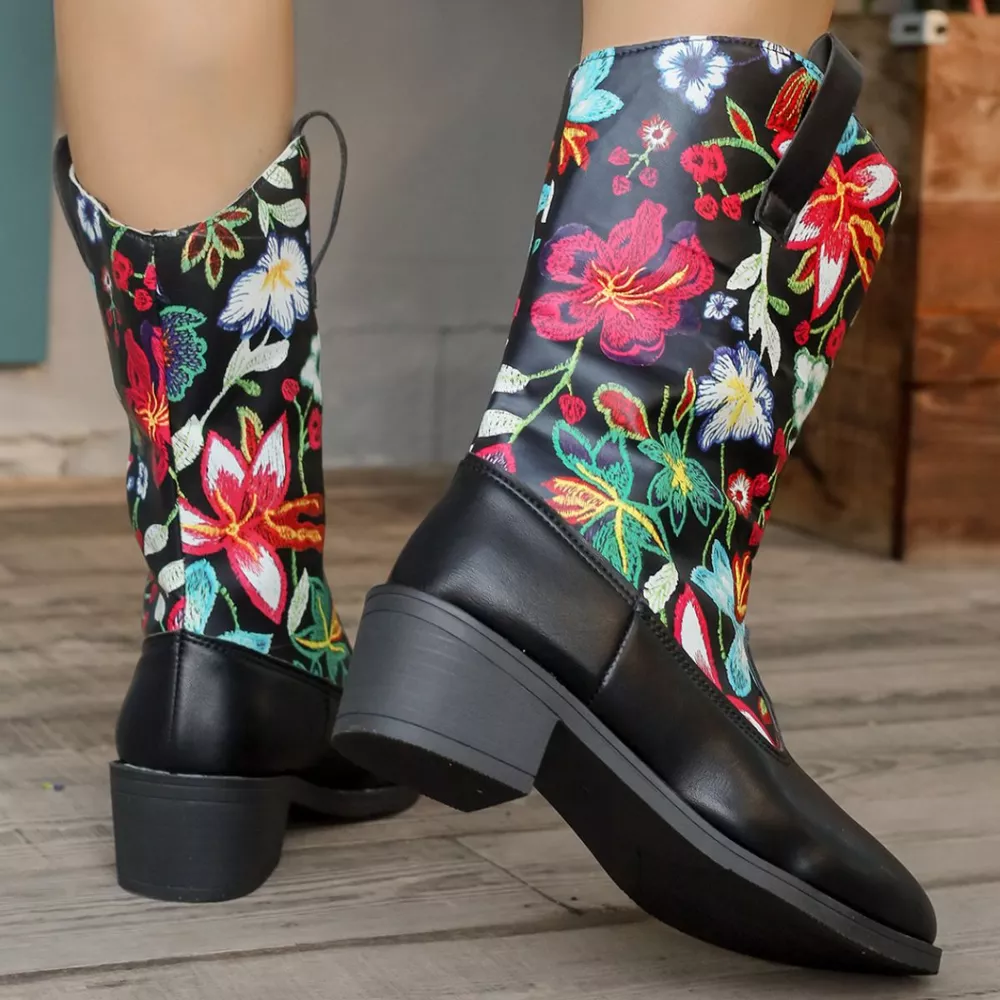 Floral Block Heel Boots, image 7