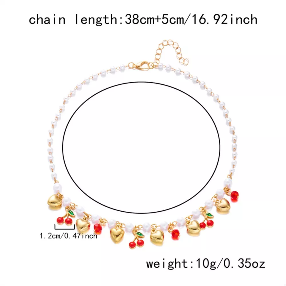 18K Gold-Plated Cherry & Heart Pearl Necklace, image 6