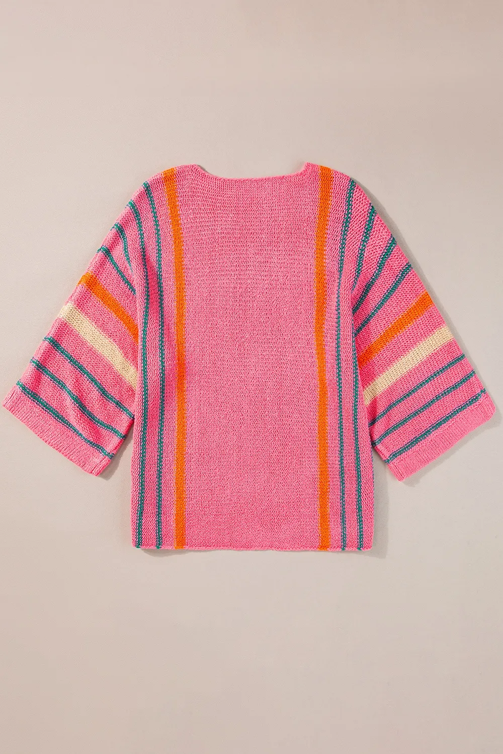 Striped Boat Neck Three-Quarter Sleeve Knit Top, image 11
