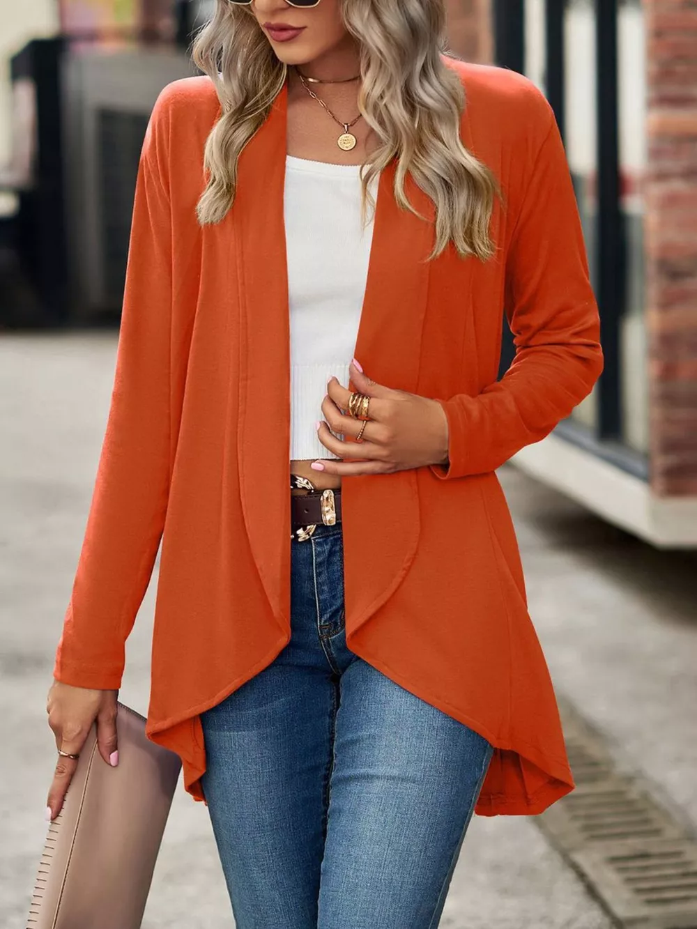 Open-Front Dropped Shoulder Cardigan, image 31