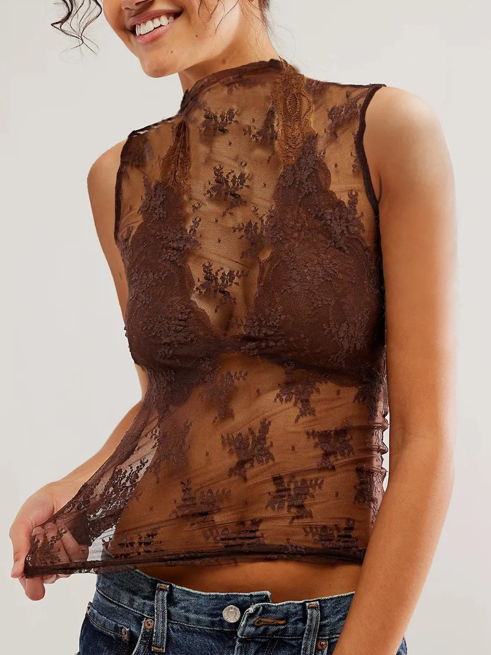 Lace Mock Neck Top, image 9
