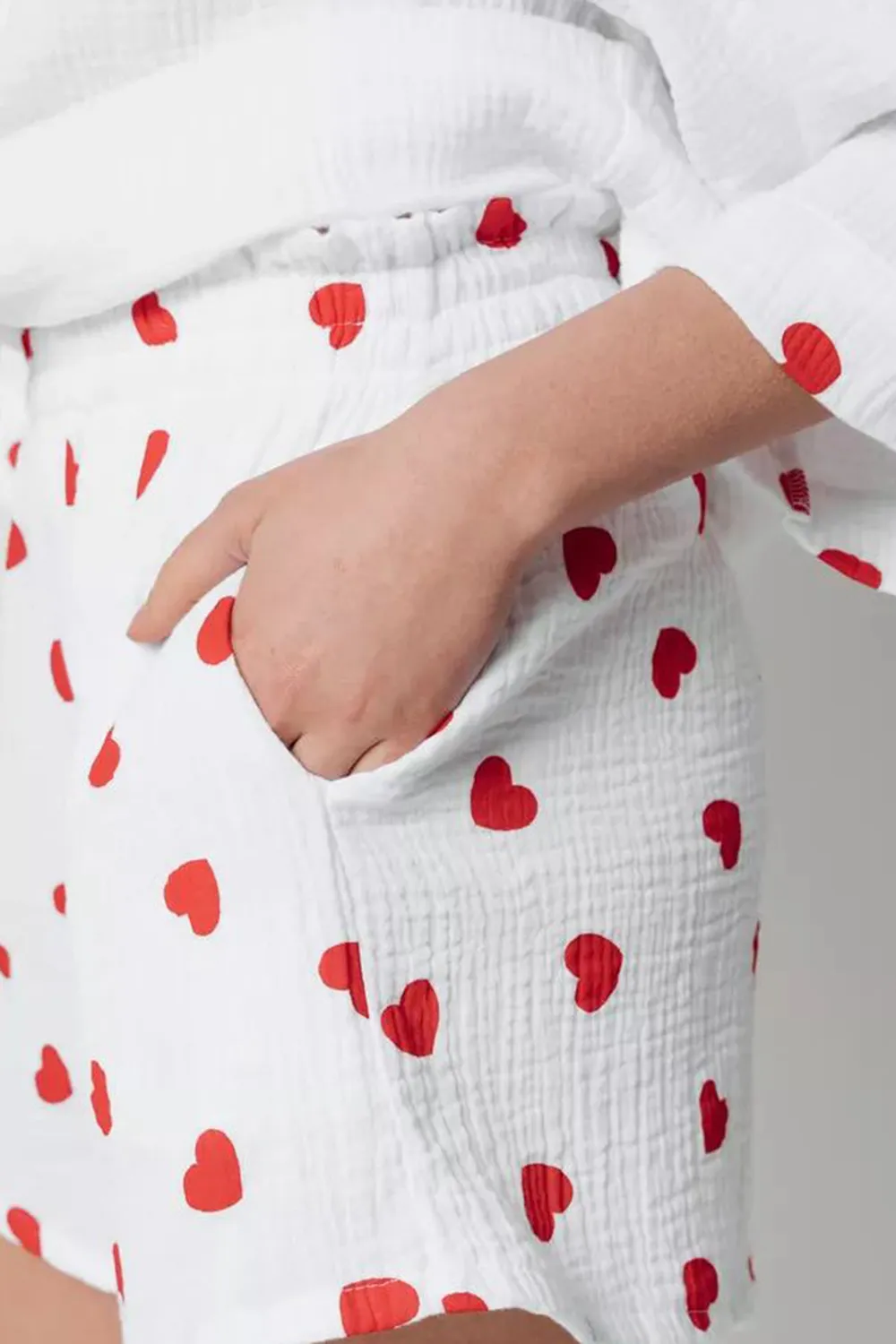 Heart Collared Neck Button Down Top and Shorts Set, image 7
