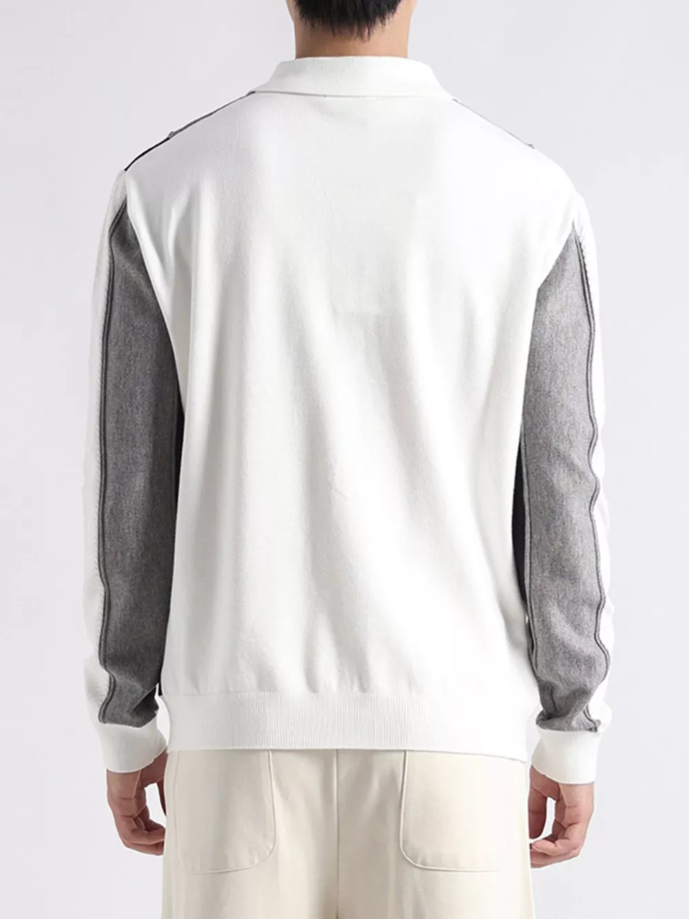 Men's Plus Size Color-Block Striped Polo Collar Knit Top, image 4