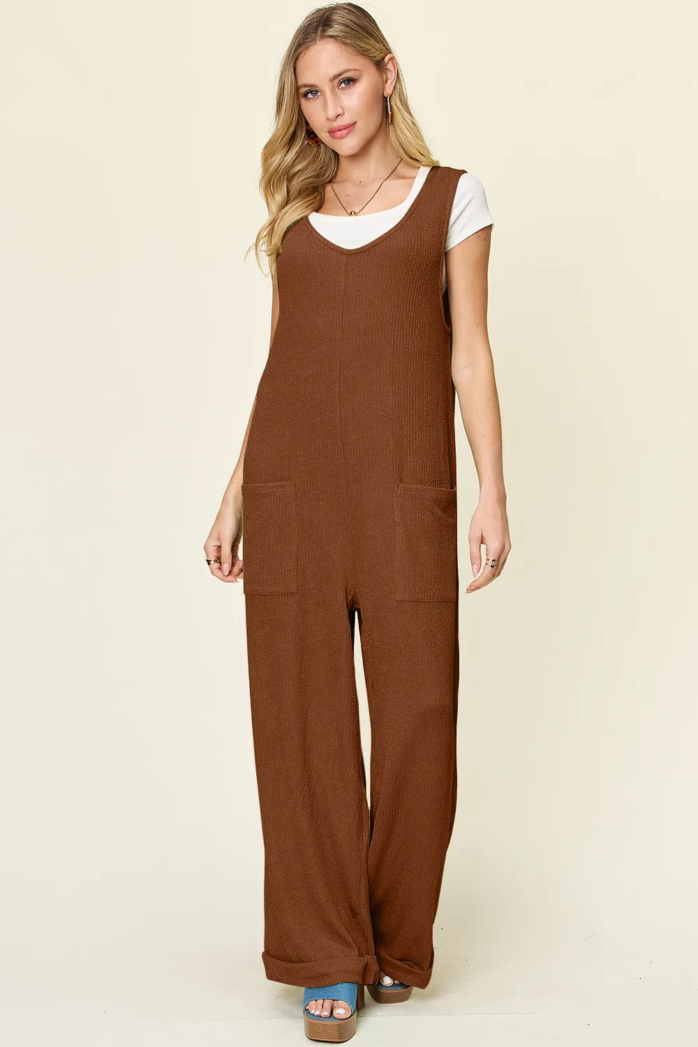 Full Size Texture Sleeveless Wide Leg Jumpsuit, image 13
