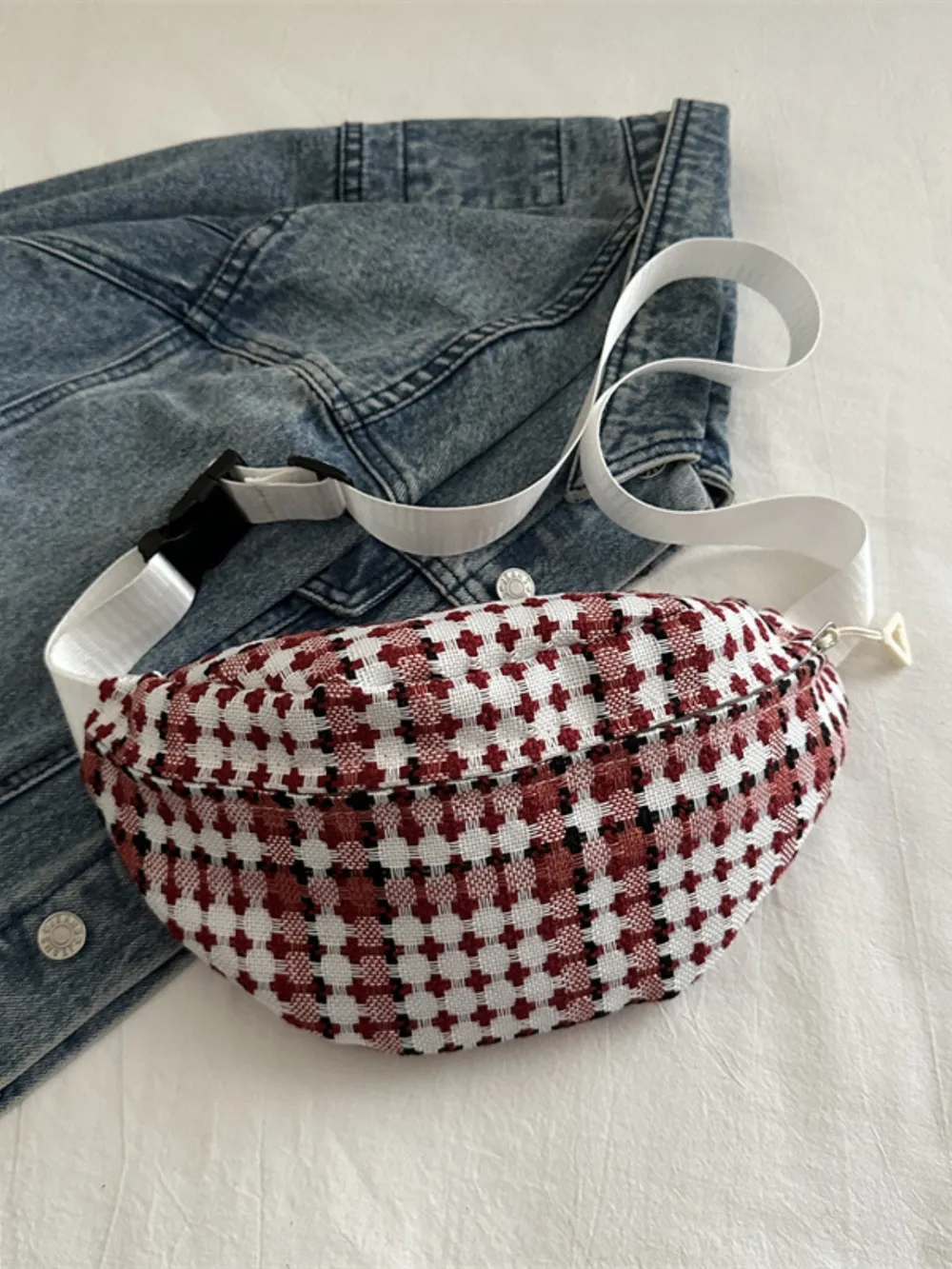 Plaid Wide Strap Crossbody Bag, image 7