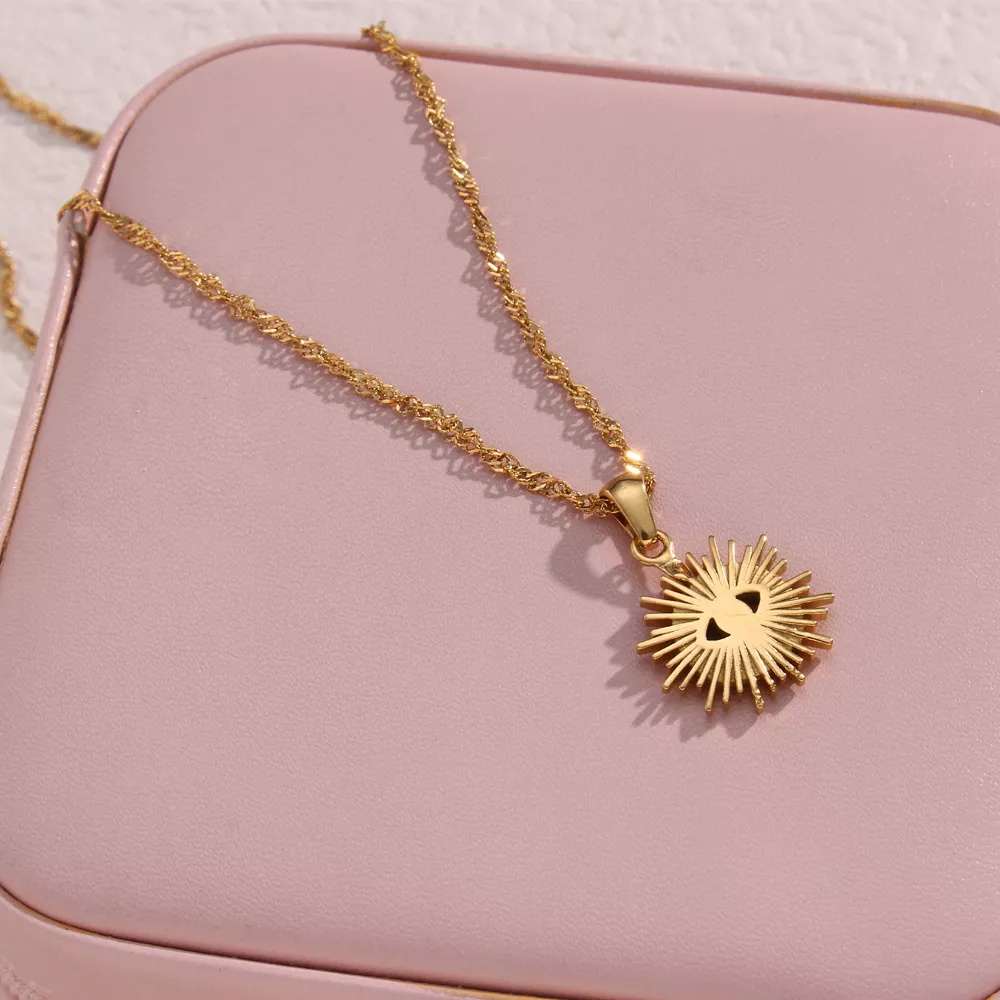 18K Gold-Plated Evil Eye Sunburst Pendant Necklace, image 6