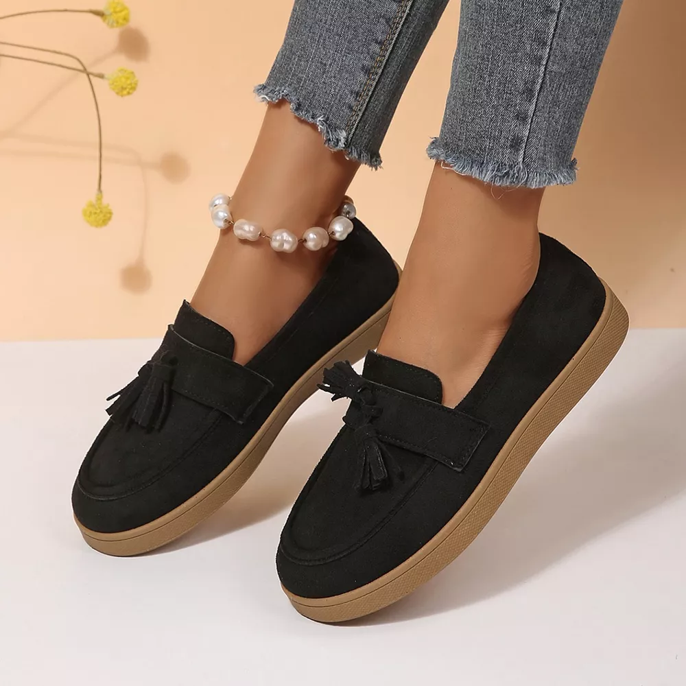 Tassel Suede Loafers with Comfortable Flat Sole, image 11