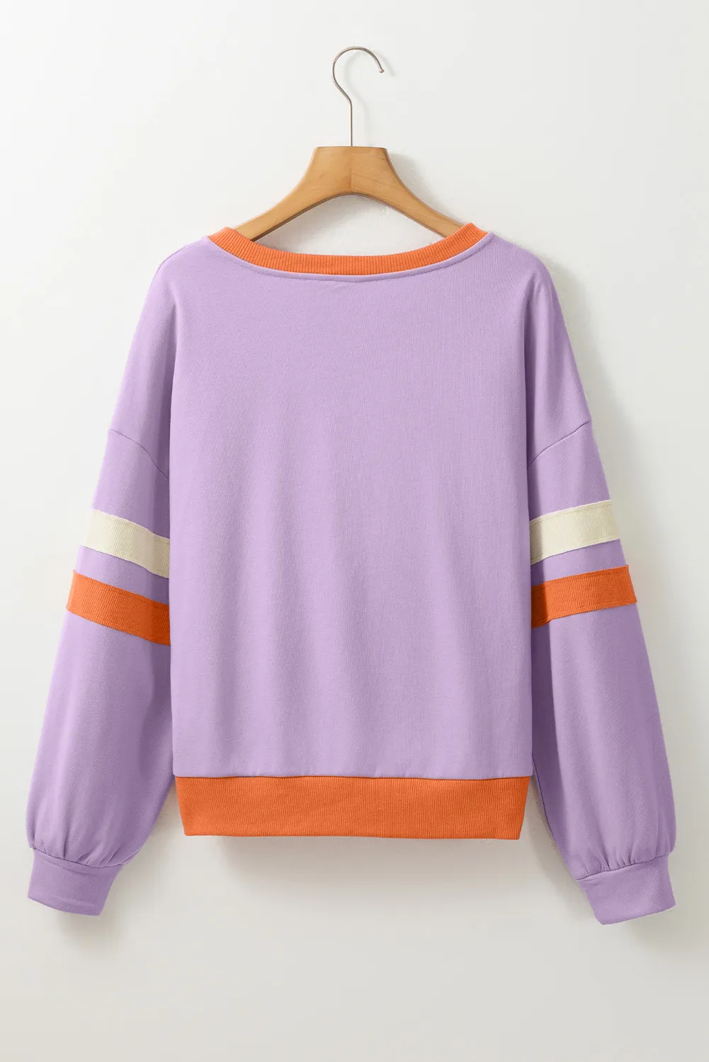 Contrast V-Neck Long Sleeve Sweatshirt, image 4