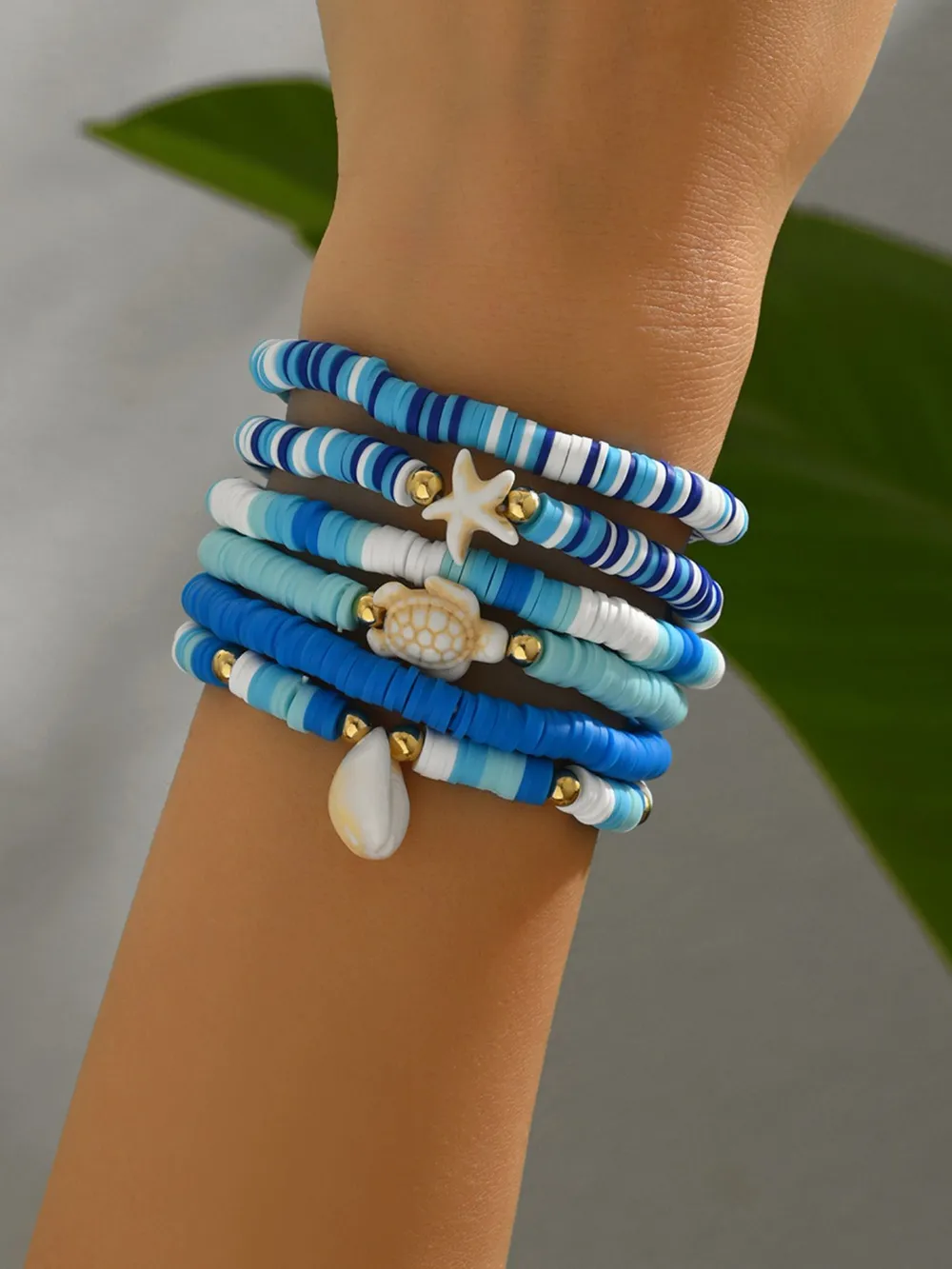 6-Piece Ceramic Beaded Shell Bracelet, image 3