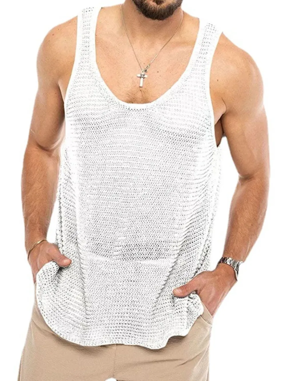 Men's Plus Size Scoop Neck Knit Tank, image 8