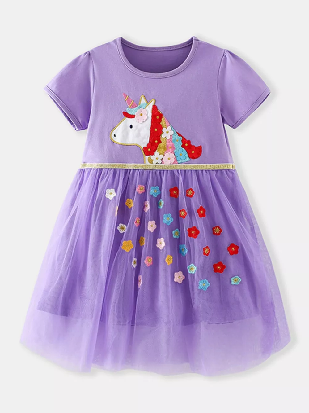 Children's Unicorn Embroidered Tulle Dress
