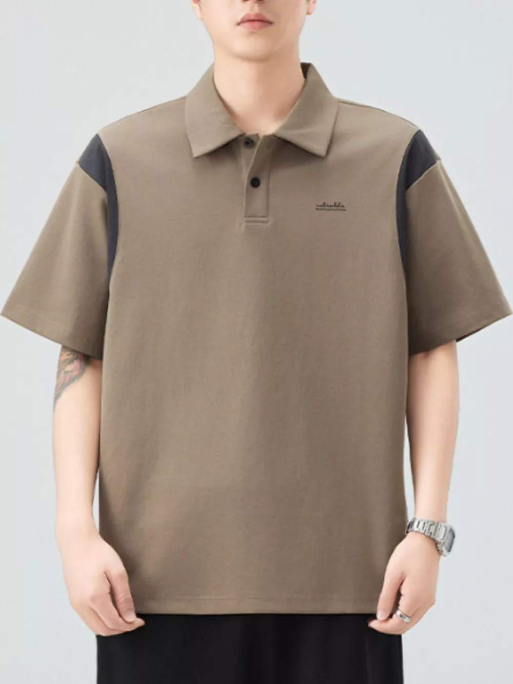 Men's Plus Size Button Detail Short Sleeve Polo, image 8