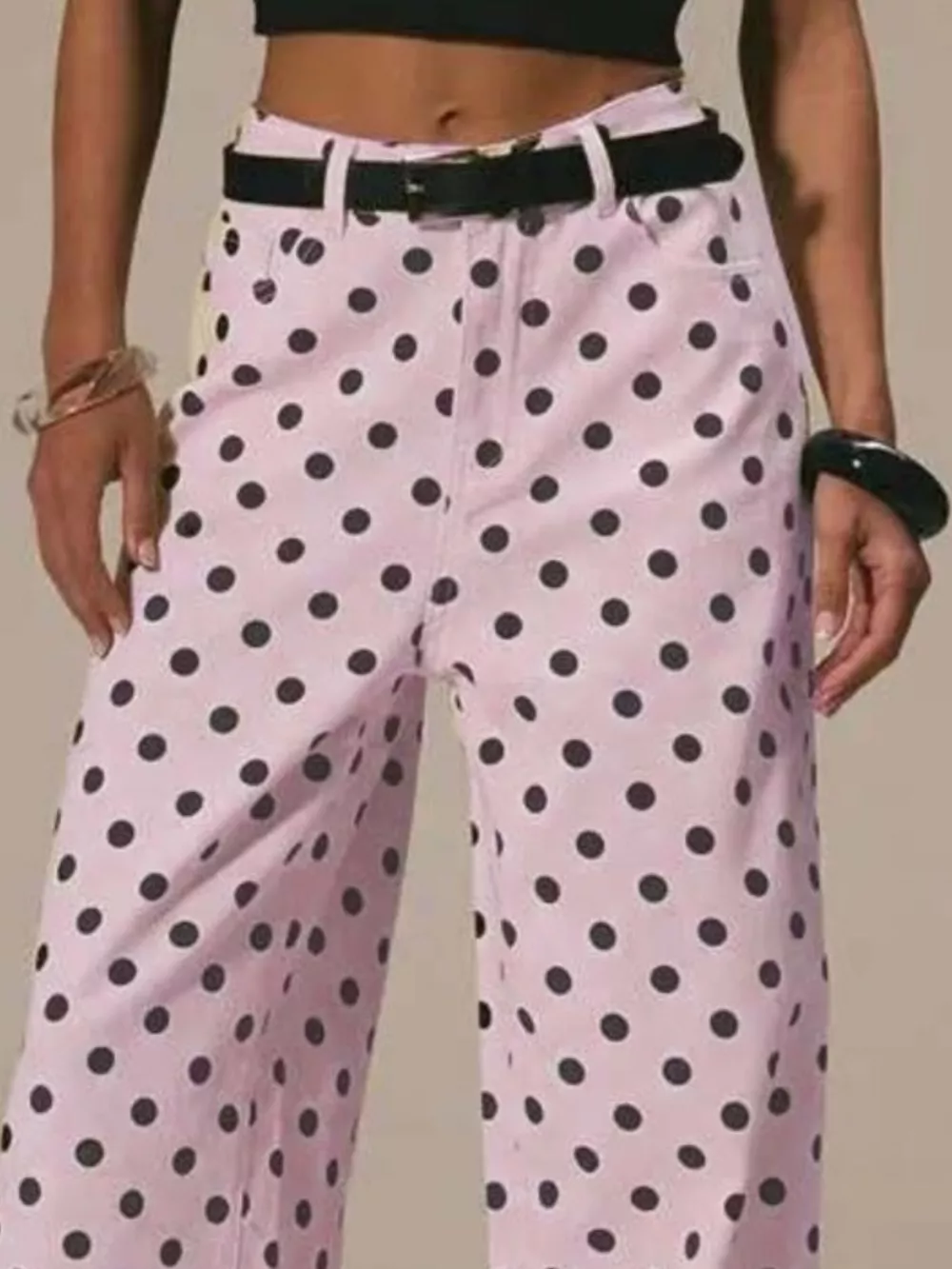 Polka Dot Wide Leg Jeans, image 7