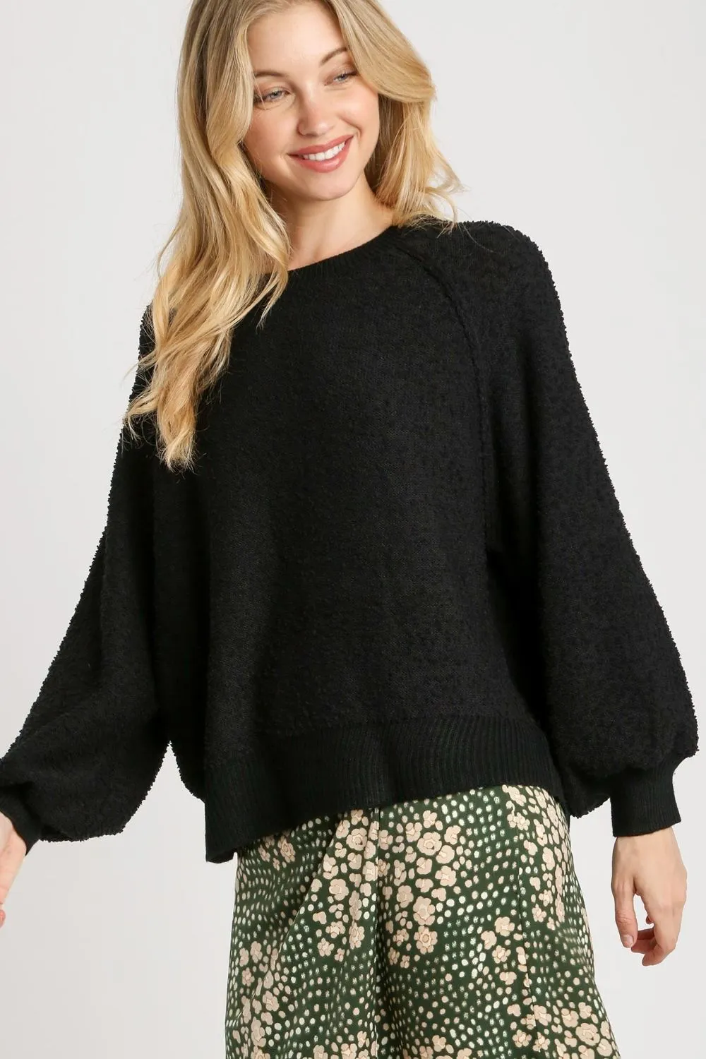 Full Size Round Neck Long Sleeve Sweater Plus Size