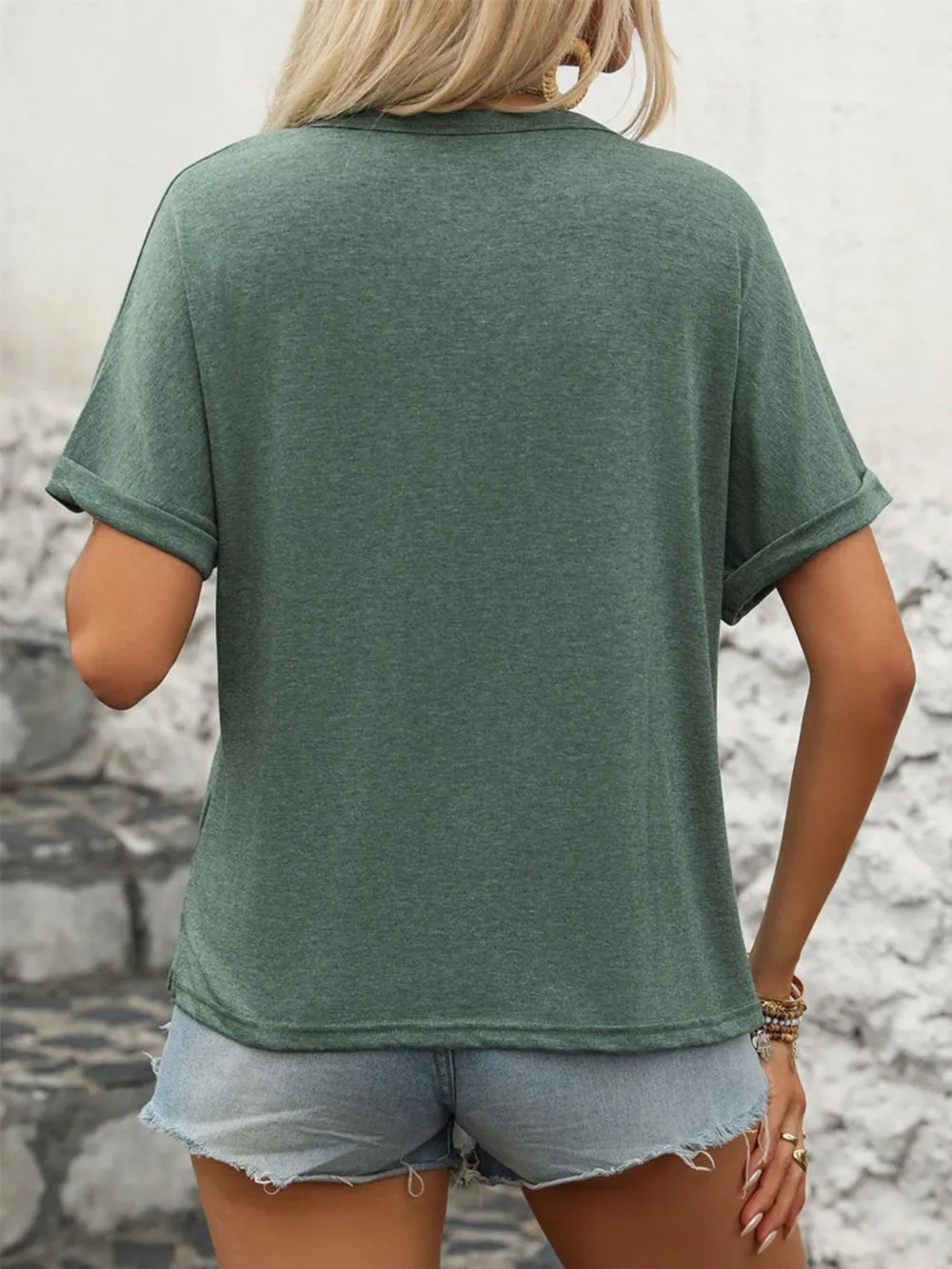 Half Button Short Sleeve T-Shirt, image 2