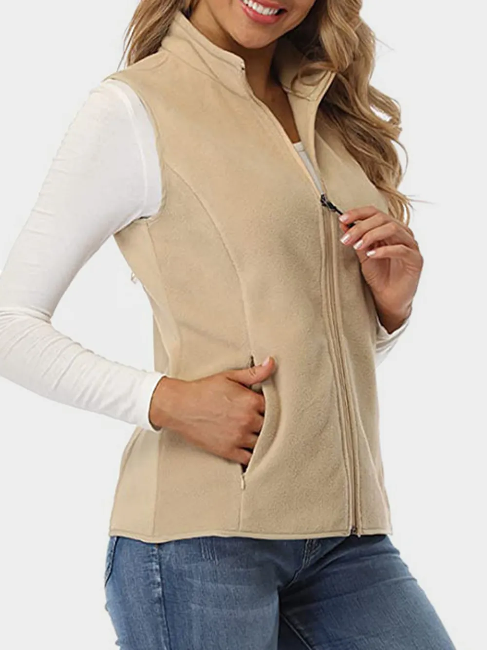 Zip Up Turtleneck Vest with Pockets, image 3