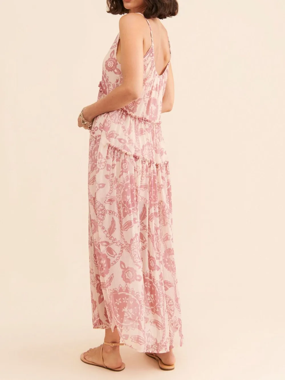 Printed V-Neck Sleeveless Dress, image 6