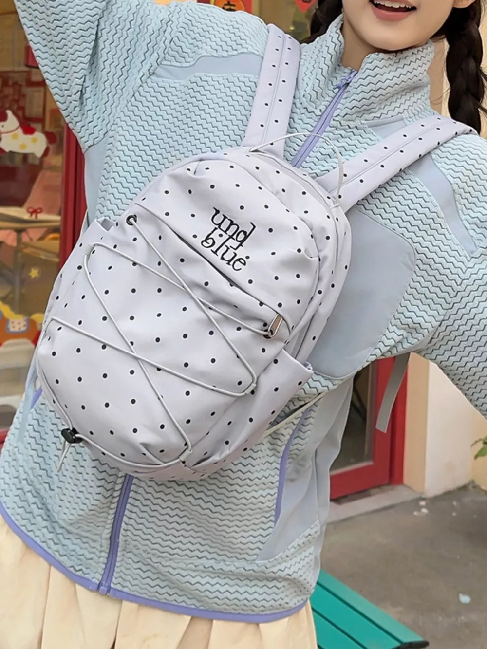 Polka Dot Lightweight Backpack Bag, image 6