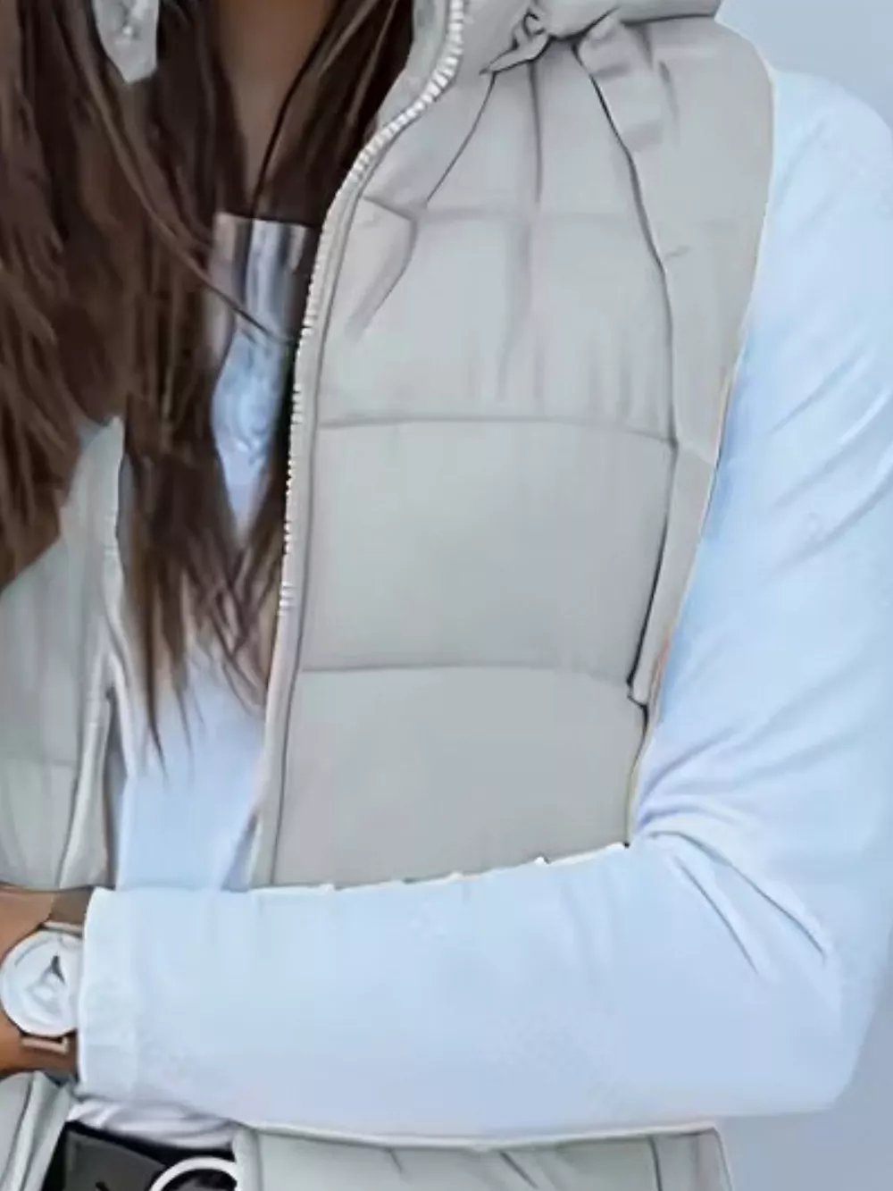 Zip Up Longline Hooded Puffer Vest Coat, image 25