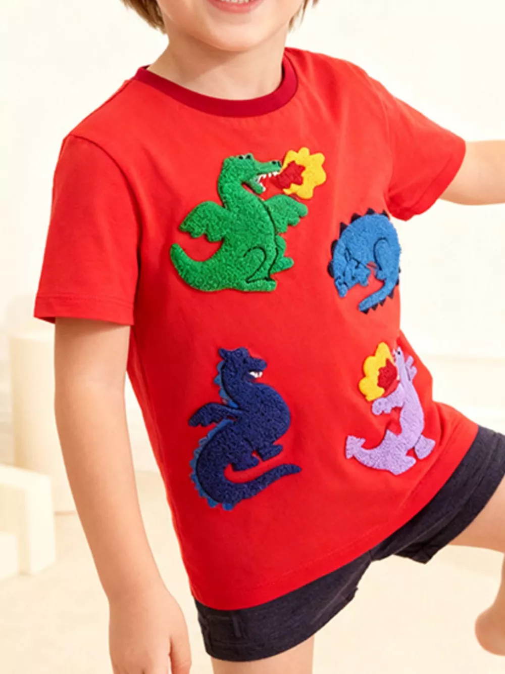 Children's Dinosaur Applique Short Sleeve T-Shirt, image 2
