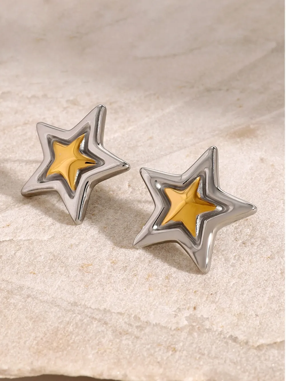 Stainless Steel Star Stud Earrings, image 9